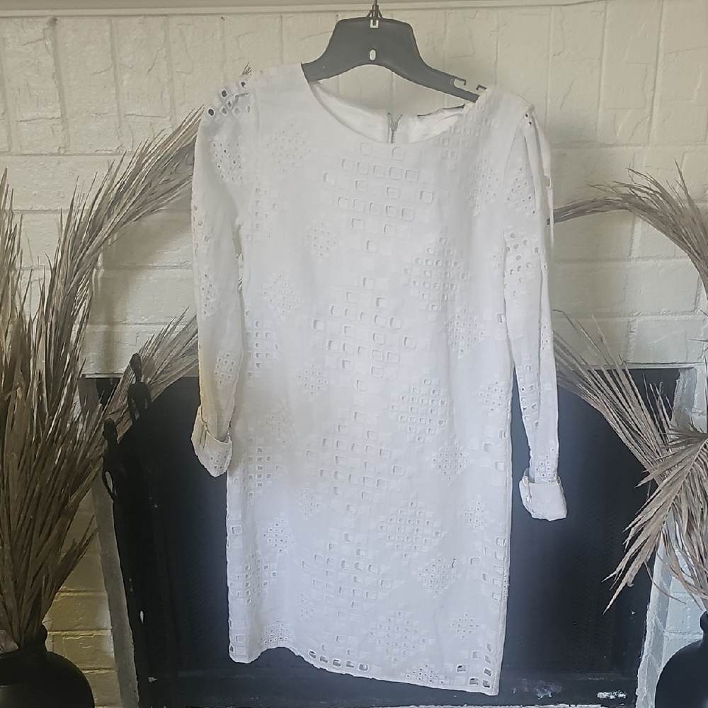 Elie Tahari White Long Sleeve Dress